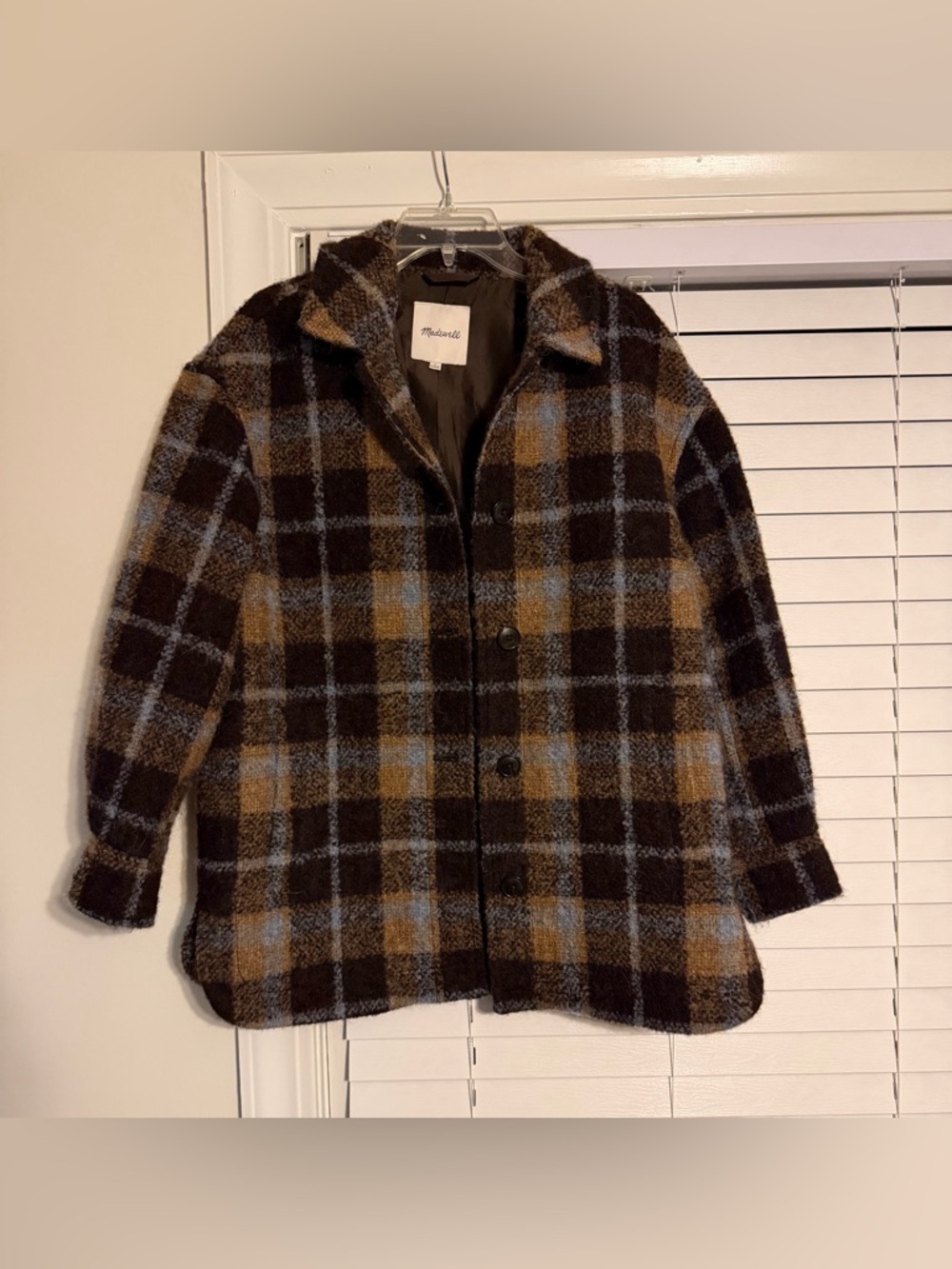 Madewell Belrose Shirt Jacket in Cassel Plaid Wool Alpaca Blend Oversized